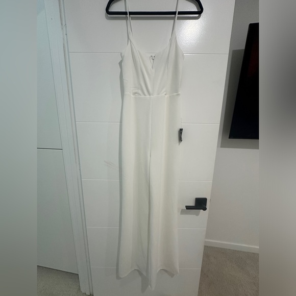Lulus Cheers to Chic Ivory Sleeveless Wide-Leg Jumpsuit bridal wedding NWT S - Picture 11 of 17